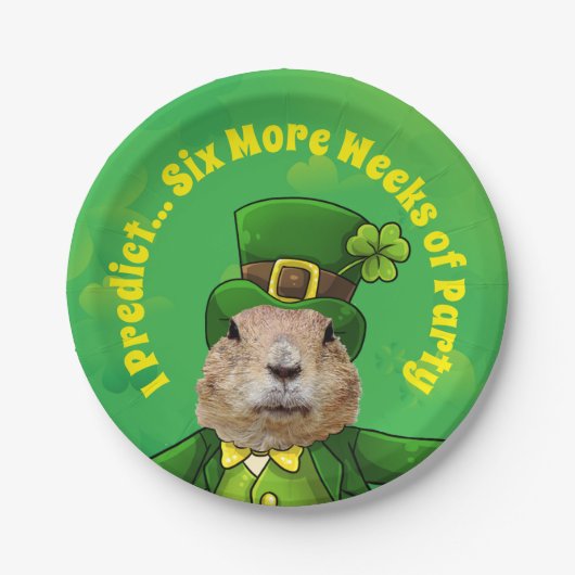 St. Patrick's Day Groundhog Party Animal Pappteller (Vorderseite)