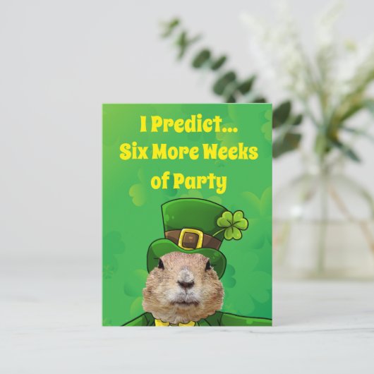 St. Patrick's Day Groundhog Party Animal Postkarte (Stehend Vorderseite)