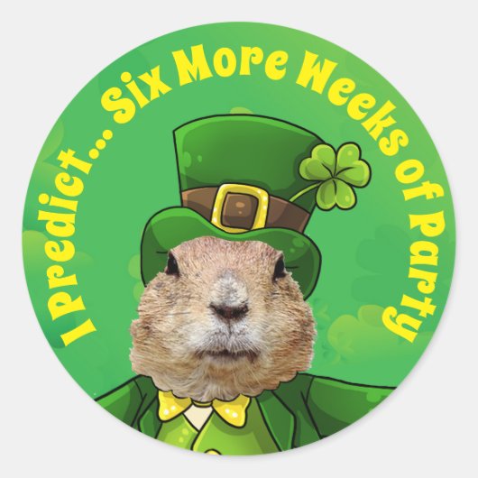 St. Patrick's Day Groundhog Party Animal Runder Aufkleber (Vorderseite)