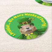 St. Patrick's Day Groundhog Party Animal Runder Pappuntersetzer (Angewinkelt)