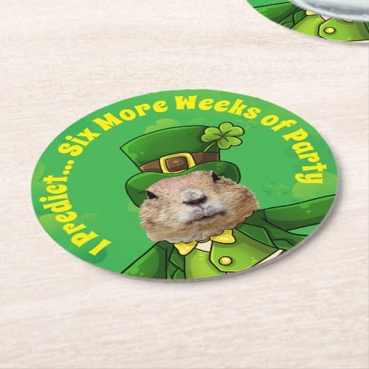 St. Patrick's Day Groundhog Party Animal Runder Pappuntersetzer (Angewinkelt)