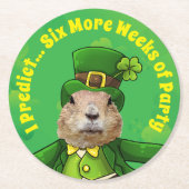 St. Patrick's Day Groundhog Party Animal Runder Pappuntersetzer (Vorderseite)