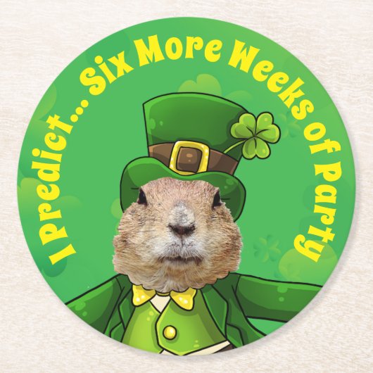 St. Patrick's Day Groundhog Party Animal Runder Pappuntersetzer (Vorderseite)