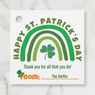 St. Patrick's Day - Grüne Boho-Regenbogen-Kleeblat Geschenkanhänger