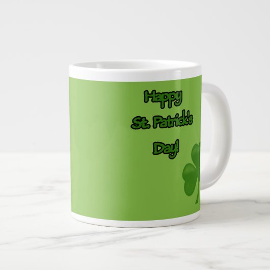St. Patrick's Day, Grüne Clovers, Lucky Clovers Jumbo-Tasse (Vorderseite Rechts)