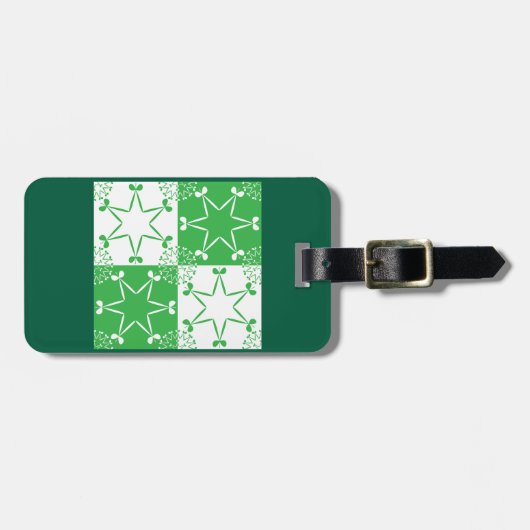 St Patricks Day Grüne Kleeblatt-Stern-Geometrie Gepäckanhänger (Vorderseite horizontal)