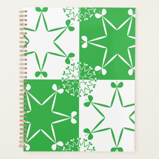 St. Patricks Day Grüne Kleeblatt-Stern-Geometrie Planer (Vorderseite)