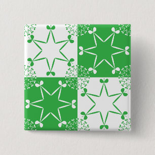 St Patricks Day Grüne Kleeblatt Stern Geometrisch Button
