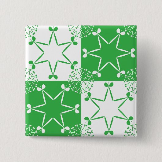 St Patricks Day Grüne Kleeblatt Stern Geometrisch Button (Vorderseite)