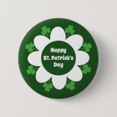 St. Patrick's Day Grüne Kleeblätter und Blumendesi Button (Vorderseite)