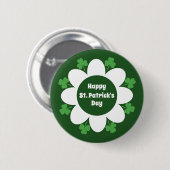 St. Patrick's Day Grüne Kleeblätter und Blumendesi Button (Vorne & Hinten)