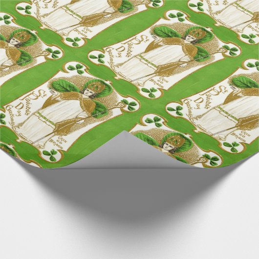 ST.PATRICK'S DAY GRÜNE KLEEBLATTS UND TRINITY GESCHENKPAPIER (Ecke)