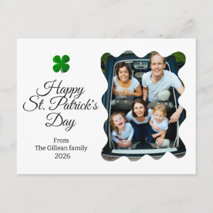 St. Patricks Day Grüne Shamrocks Familienfoto Feiertagspostkarte