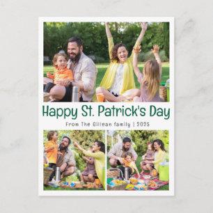 St. Patricks Day Grüne Shamrocks Familienfoto Feiertagspostkarte