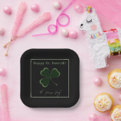 St. Patrick's Day, grüner Glitzer Klee Pappteller (Party)