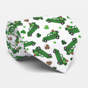 St. Patricks Day Grüner Karierter Lastwagen Kleebl Krawatte