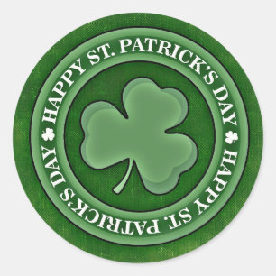 St Patricks Day Grüner Kleeblatt Runder Aufkleber