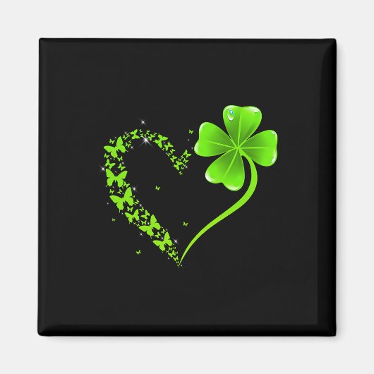 St Patricks Day Grüner Schmetterling Shamrock Herz Magnet (Vorne)