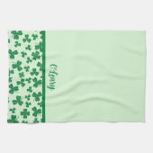 St. Patrick's Day Grüner Shamrock Monogrammiert Geschirrtuch (Horizontal)