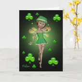 St. Patrick's Day Grußkarte - irische Pixie Karte (Gelbe Blume)
