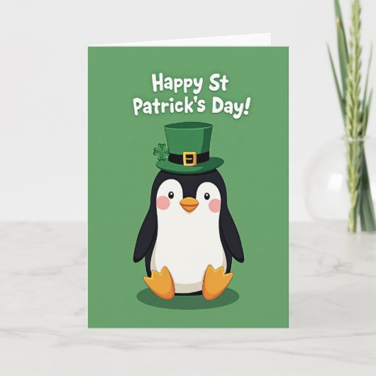 St. Patrick's Day Grußkarte mit Pinguin Karte (Vorderseite)