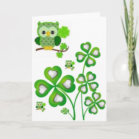 St. Patrick's Day Grußkarte Owl Karte (Vorderseite)