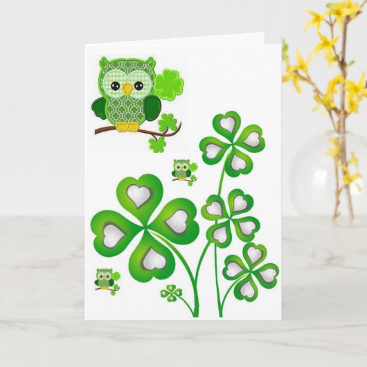 St. Patrick's Day Grußkarte Owl Karte (Gelbe Blume)