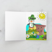 St Patrick's Day Grußkarte Pinguin Flora Karte (Innenseite)