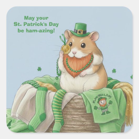 St. Patrick's Day Hamster Aufkleber (Vorderseite)