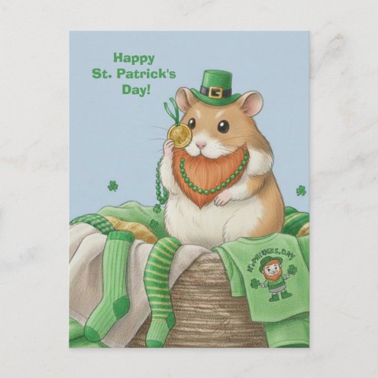 St. Patrick's Day Hamster Postcard Postkarte (Vorderseite)
