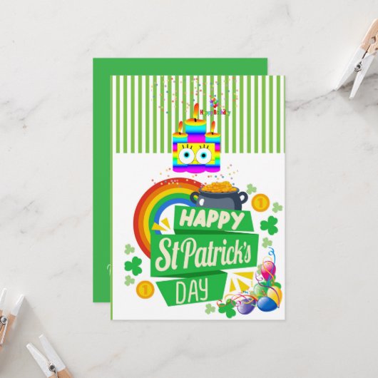 St. Patrick's Day Happy Birthday Einladung (Vorderseite/Rückseite Beispiel)