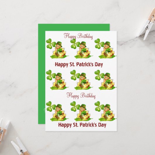 St. Patrick's Day Happy Birthday Einladung (Vorderseite/Rückseite Beispiel)