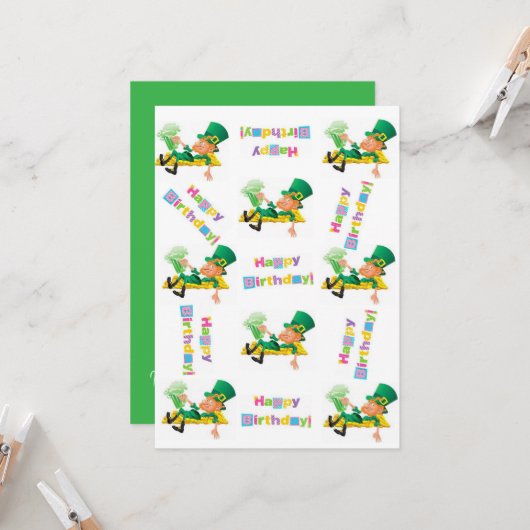 St. Patrick's Day Happy Birthday Einladung (Vorderseite/Rückseite Beispiel)