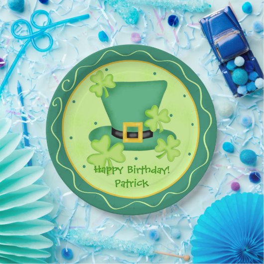 St. Patrick's Day Happy Birthday Name Personalisie Pappteller (Party)