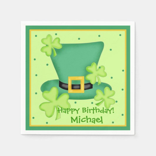 St. Patrick's Day Happy Birthday Name Personalisie Serviette (Vorderseite)