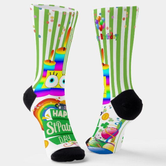 St. Patrick's Day Happy Birthday Socks Socken (Gewinkelt)