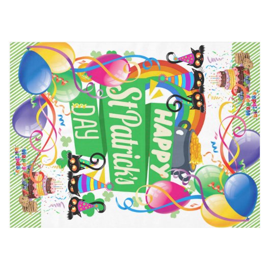 St. Patrick's Day Happy Birthday Tablecloth Tischdecke (Vorderseite (Horizontal))