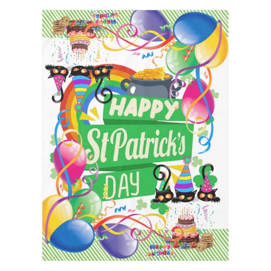 St. Patrick's Day Happy Birthday Tablecloth Tischdecke (Vorderseite)