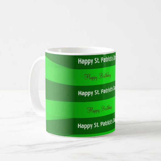 St. Patrick's Day Happy Birthday Tasse (Vorderseite Links)