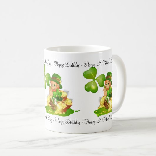 St. Patrick's Day Happy Birthday Tasse (VorderseiteRechts)