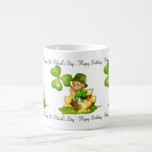St. Patrick's Day Happy Birthday Tasse (Mittel)