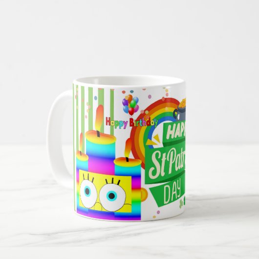 St. Patrick's Day Happy Birthday Tasse (Vorderseite Links)