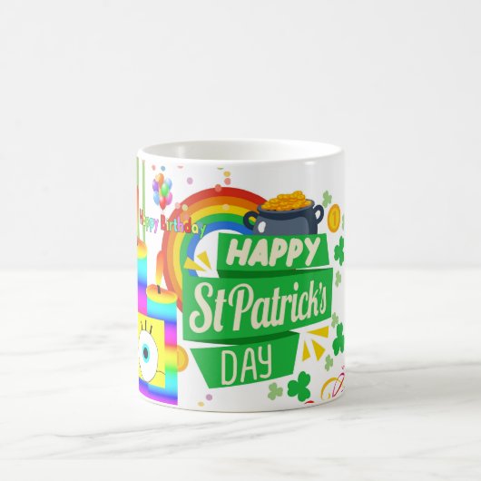 St. Patrick's Day Happy Birthday Tasse (Mittel)