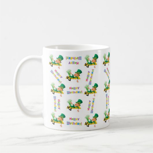 St. Patrick's Day Happy Birthday Tasse (Links)