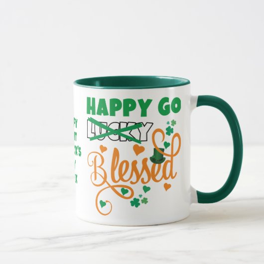 St Patrick's Day HAPPY GO Lucky BLESSED Christlich Tasse (Rechts)