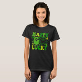 St Patricks Day Happy Go Lucky Kleeblatt Eyes Happ T-Shirt (Vorne ganz)