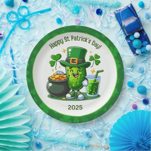 St Patricks Day Happy Pickle Pappteller (Party)