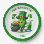 St Patricks Day Happy Pickle Pappteller (Vorderseite)