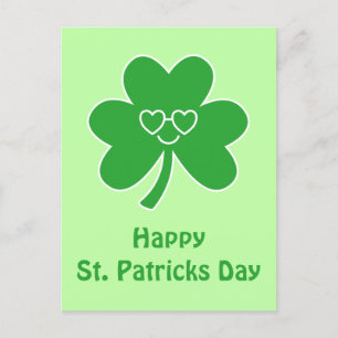 St. Patrick's Day Happy Smile Kleeblatt Clover Pos Postkarte