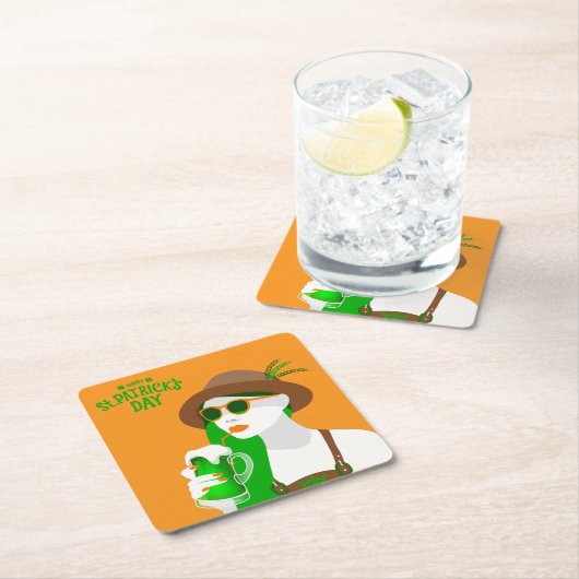 St. Patrick's Day Hard Plastic Beverage Coaster Rechteckiger Pappuntersetzer (Vor Ort)